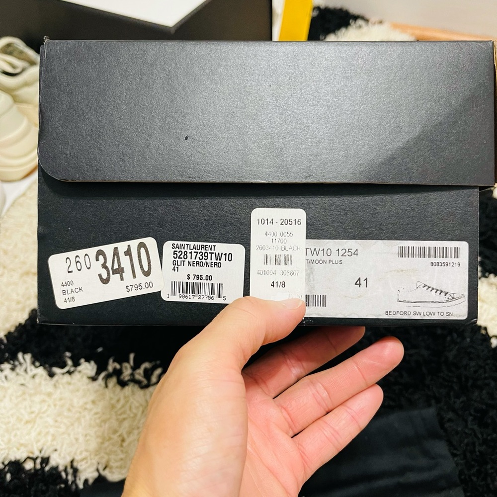 Limited Men’s Size 8 Saint Laurent Glittery Black Dirty Sneakers In Black/White - Picture 3 of 13